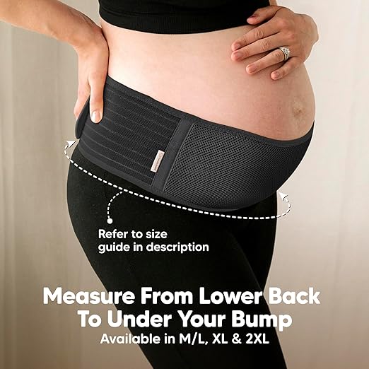 KeaBabies Maternity Belly Bands for Pregnant Women - Soft & Breathable Pregnancy Belly Support Band, Adjustable Maternity Belt for Back, Pelvic Support, Comfortable, Easy to Use (Midnight Black, 2XL)