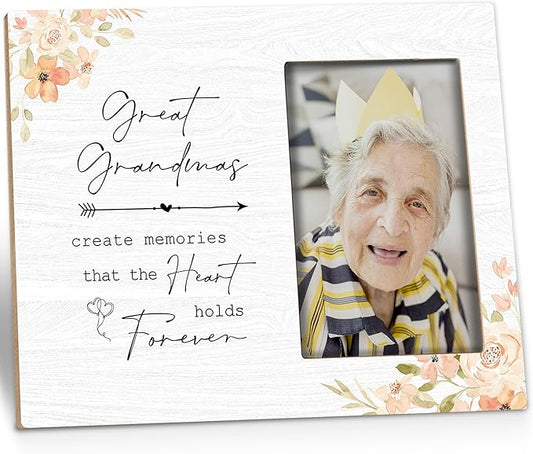 Great Grandma Picture Frame - Great Grandma Gifts from Grandkids, Sympathy Gifts for Loss of Great Grandma, Great Grandma Memorial Wooden Frame for Tabletop or Wall Hanging 4x6 Photo