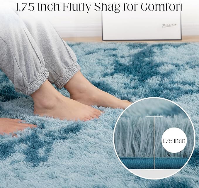 5x7 Area Rug, Luxury Rugs for Living Room, Ultra Soft Rugs for Bedroom, Non-Slip Indoor Carpet for Nursery, Kids Room, Playroom, Home Decor, Tie-Dyed Blue
