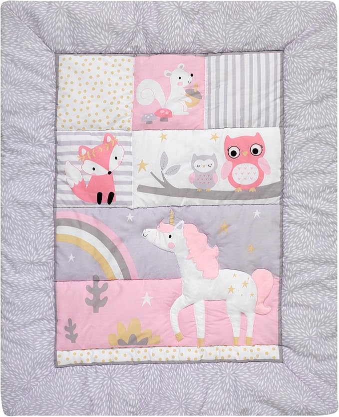 Bedtime Originals Rainbow Unicorn Pink/Purple 4-Piece Baby Crib Bedding Set