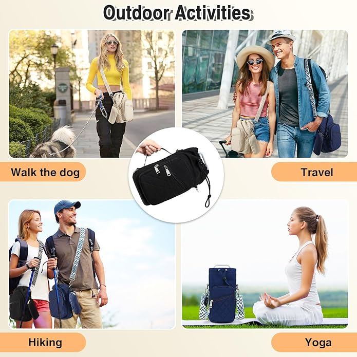Water Bottle Carrier Bag with Strap, Water Bottle Holder Crossbody Bags for Women Men for Walking, Hiking,Cycling