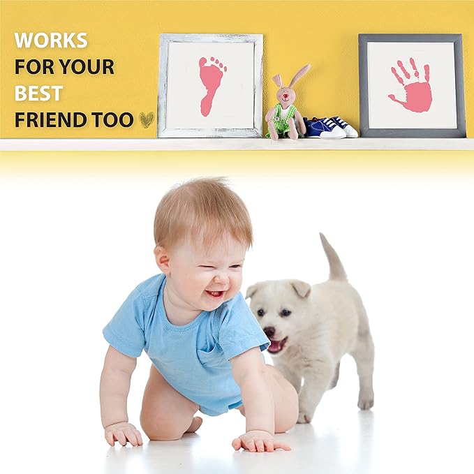 Extra Large Clean Touch Ink Pad for Baby Handprints and Footprints – Inkless Infant Hand & Foot Stamp – Safe for Babies, Doesn’t Touch Skin – Perfect Family Memory or Gift by Tiny Gifts, Pink