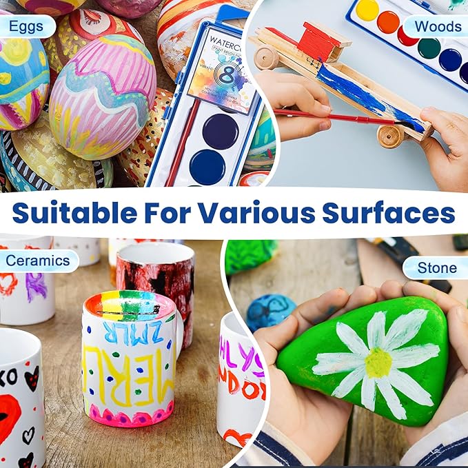 36 Pack Watercolor Paint Set, Washable Watercolor Paint Bulk for Kids, Water Color Paint with Paint Brushes, Ideal Gifts for Party Favors, School Supplies & Classroom Prizes, Art Activities, 8 Colors