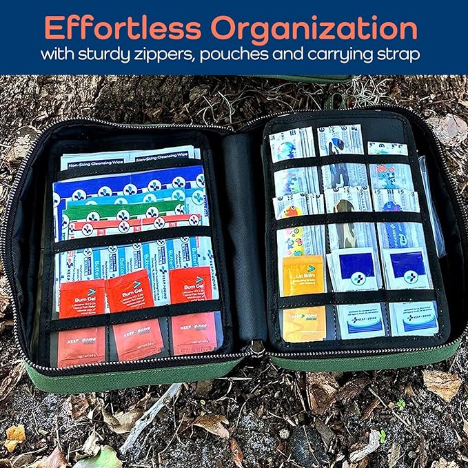 KeepGoing Large Home First Aid Kit for Kids – 270 Pc. for Car, Home, Dorm, & Boat with Latex-Free Bandages – 10 x 7 x 3.5 in. Travel First Aid Kit (Hunter Green)