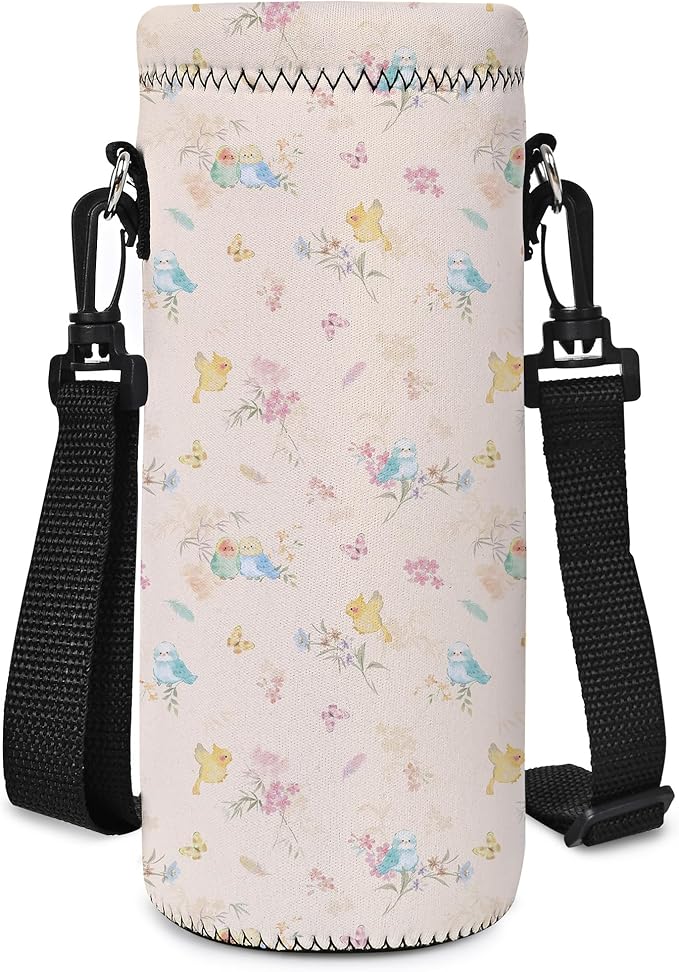 Neoprene Water Bottle Carrier Bag with Adjustable Shoulder Strap for Men Women Walking Hiking,Portable Insulated Holder Case for Stainless Steel/Glass/Plastic Bottles