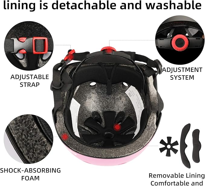 Kids Bike Helmet,Toddler Skateboard Helmets for Ages 2-3-5-8-14 Years Boys Girls，Adjustable Multi-Sport Bicycle Skateboarding Football Roller Skating Scooter Rollerblade Balance Bike Helmet