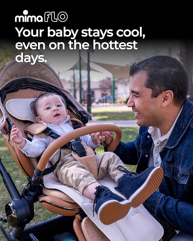 Mima Stroller Cooling Pad with USB Fan Flo Donut | Ultra-Breathable Mesh Seat Liner | External Battery Design for Baby Safety | Universal Fit for 0-4 Years | for Hot Days & Summer