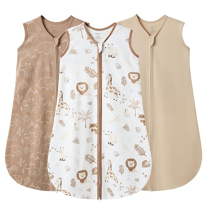 JELLYMONI Baby Sleep Sack 18-24 Months 0.5 Tog Wearable Blanket for Baby, 100% Cotton 3 Pack Infant Toddler Sleeping Sack Lightweight Soft 2-Way Zipper Sleepsack