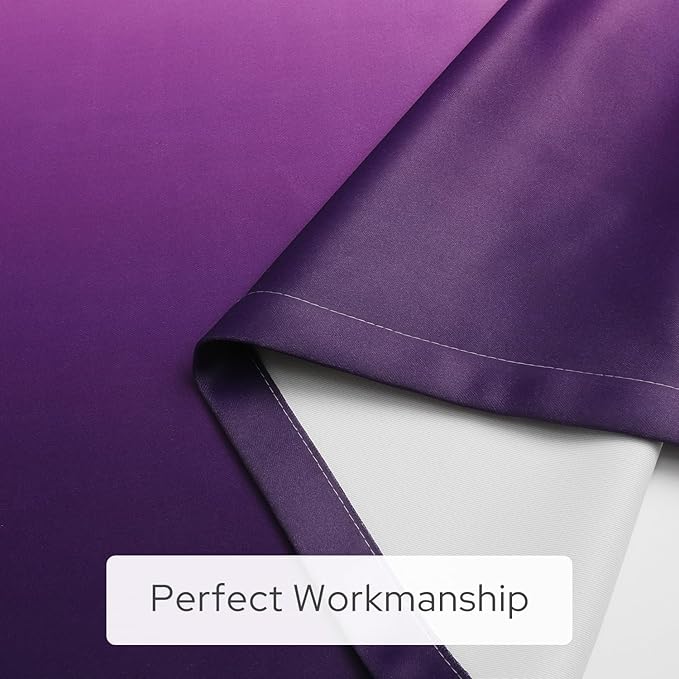 HOMEIDEAS Purple Ombre Blackout Curtains, 52 X 84 Inch Length Gradient Color Room Darkening Curtains with Grommet Thermal Insulated Window Drapes for Living Room, Bedroom, 2 Panels
