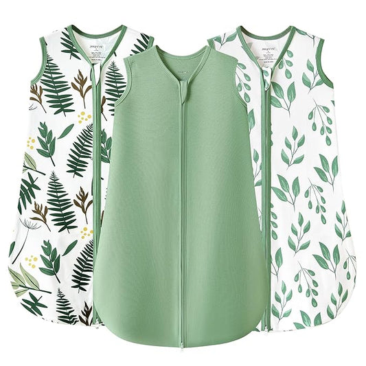 JELLYMONI Baby Sleep Sack 6-12 Months 100% Cotton Wearable Blanket, 0.5 TOG Soft Lightweight Toddler Sleeping Sack 3 Pack 2-Way Zipper Newborn Sleep Sacks