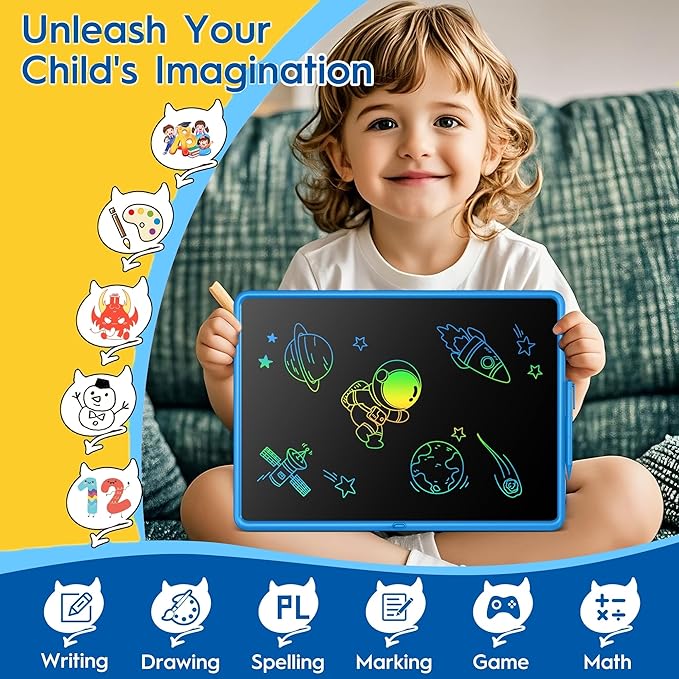 20 Inch LCD Writing Tablet for Kids, Rechargeable Large Kids Drawing Pad, Mess Free Drawing Tablet, Doodle Board, Educational & Learning Drawing Toys for Boys and Girls Aged 3+ Years Old Birthday Gift