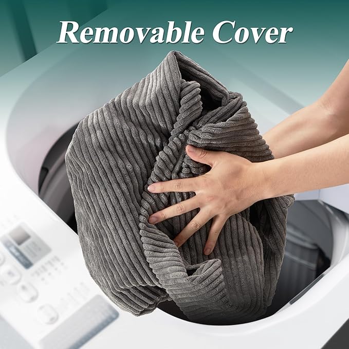 3.5FT Bean Bag Chairs Teardrop Bean Bag Chair for Adults Beanbag Chair with Memory Foam Filled Machine Washable Cover for Living Room, Bedroom (Large,Grey)