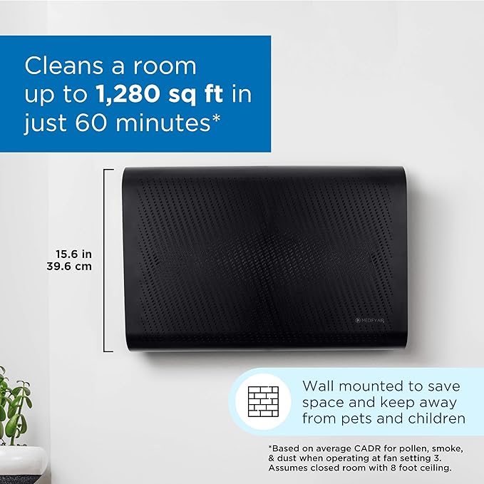 Medify MA-35 Air Purifier with True HEPA H13 Filter | 1,280 ft² Coverage in 1hr for Allergens, Smoke, Wildfires, Odors, Pollen, Pet Dander | Removal to 0.1 Microns | Black, 1-Pack