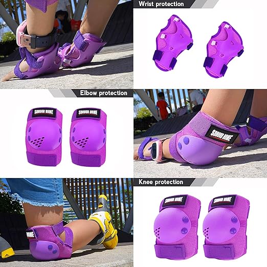 Youth/Kids Knee Pads Elbow Pads Wrist Guards Protective Gear Set for 3-15 Years Child Roller Skates, Skateboard, Cycling, Inline Skating, BMX Bike, Balance Bike, Scooter Riding and Other Outdoor Sports