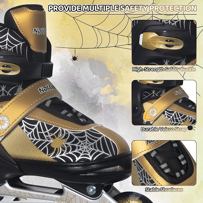 Nattork Kids Adjustable Inline Skates with PU Flash Wheels, Fun Roller Skates for Ages 4-12, Indoor/Outdoor Birthday Gift for Son and Grandson
