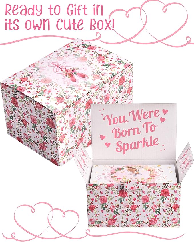 The Memory Building Company Ballerina Musical Jewelry Box, Classic Melody, Storage Organizer Kids Ages 6-12, Wood Construction w/ 2 Compartments