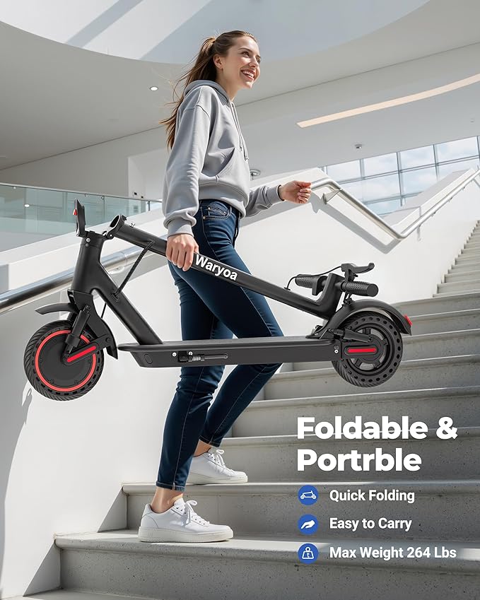 Electric Scooter, 500W Powerful Motor, 19-31 Miles Range, 10" Tires, 22Mph Max Speed, Commuting Electric Scooter with Cruise Control, Foldable E-Scooter with Dual Braking System for Adults and Teens
