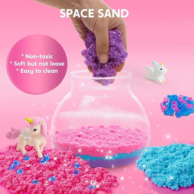 Klever Kits Make Your Own Unicorn Crystal Terrarium Crafts Kit for Kids-Crystal Growing Science 12 Color LED Night Light Unicorn Birthday Gifts Toys for Girls