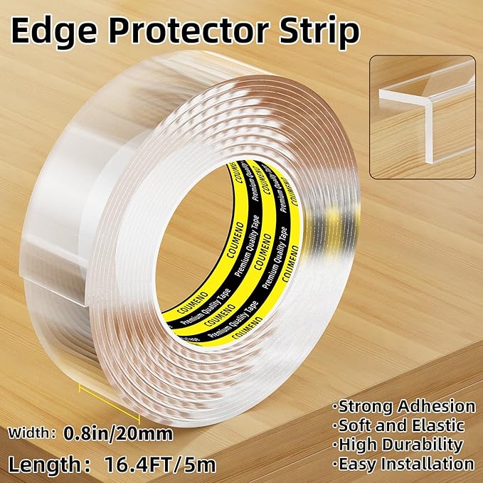 Clear Edge Protector,Safe Corner Protector, Anti-Sharp Edge Protector, for Furniture, Drawers, Tables, Cabinets 0.8inX16.4FT