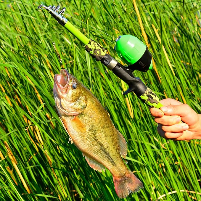 PROBEROS Kids Fishing Pole - Portable Telescopic Fishing Rod and Reel Combo Kit - Spincast Fishing Reel Casting Rods with Lures Lines Tackle Box and Bag for Boys Girls Youth Fishing