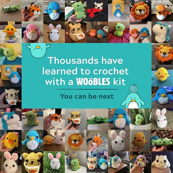 The Woobles Minecraft Crochet Kit – Beginner Crochet Kit for Adults & Kids, Easy Knitting Kit with Woobles Yarn, DIY Crafts, Crochet Animals, Minecraft Toys, Gift for Gamers & Crafters (Warden)
