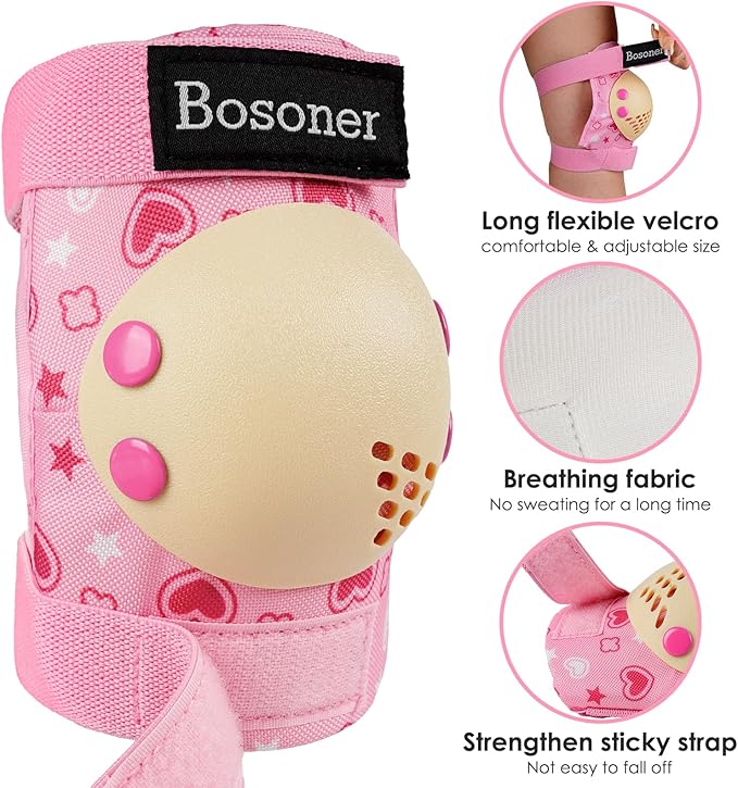 BOSONER Kids/Youth Knee Pad Elbow Pads for Roller Skates Cycling BMX Bike Skateboard Inline Rollerblading, Skating Skatings Scooter Riding Sports