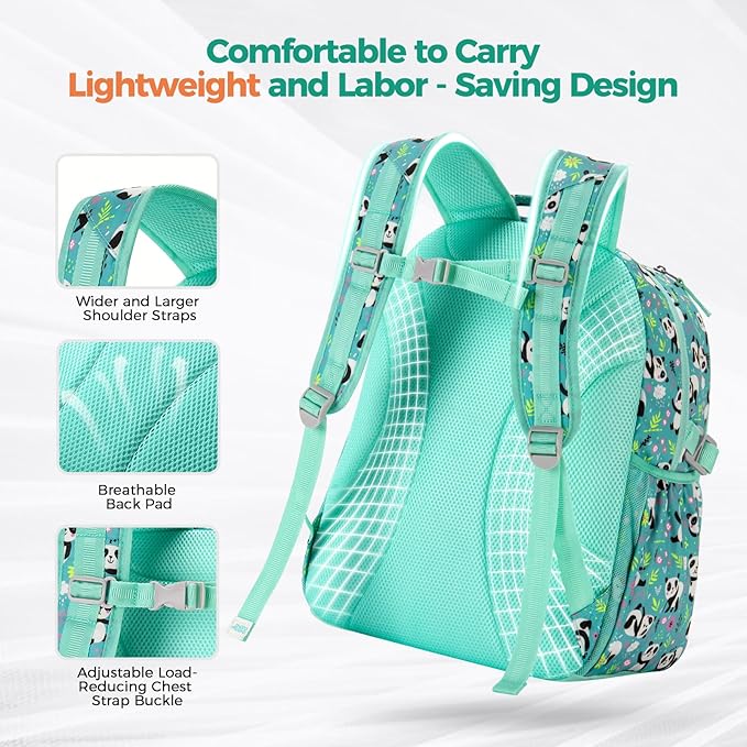 Choco Mocha Butterfly Backpack for Girls, Elementary School Backpack for Girls Ages 6-8 Kids Kindergarten Backpack Bookbag 17 Inch with Chest Strap, Green