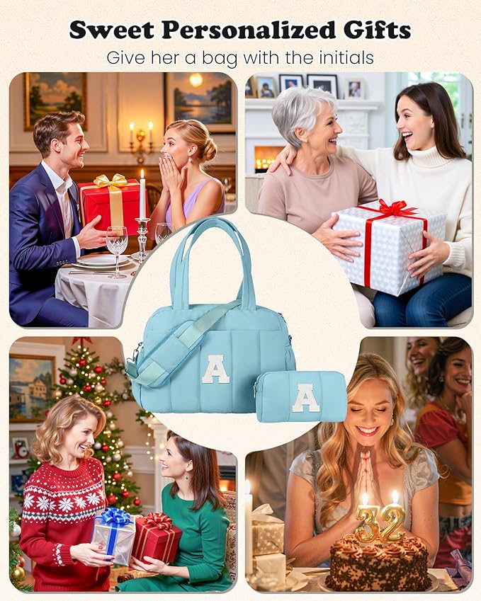 Duffle Bag, Weekender Bags for Girl，Initial Overnight Bag with Wet Pocket，Lightweight Dance Bags Personalized Gymnastics bag with Makeup Pouch-Birthday Gifts for 10 11 12 13 Year Old Girls