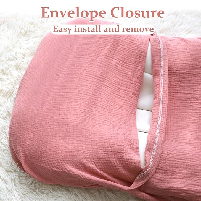 Hooyax Muslin Baby Lounger Cover Soft Organic Cotton Slipcover Fits Newborn Lounger for Baby Boys and Girls (Flesh Pink)