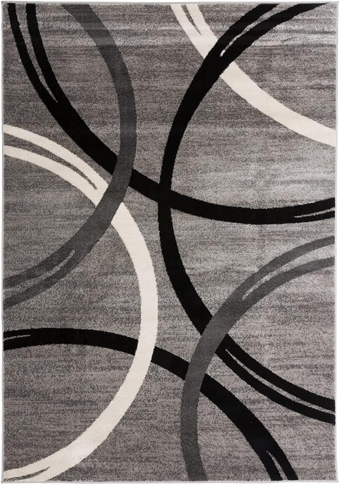 Rugshop Modern Wavy Circles Design Area Rug 7' 10" x 10'2" Gray
