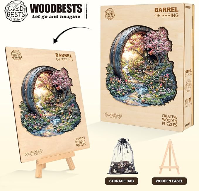 Wooden Puzzles for Adults, Spring Flower Wooden Jigsaw Puzzle for Adults, Unique Animal Shape Wood Puzzles Adult, Birthday Party Gifts for Friends & Family Leisure Time Game Home Decor (XL)