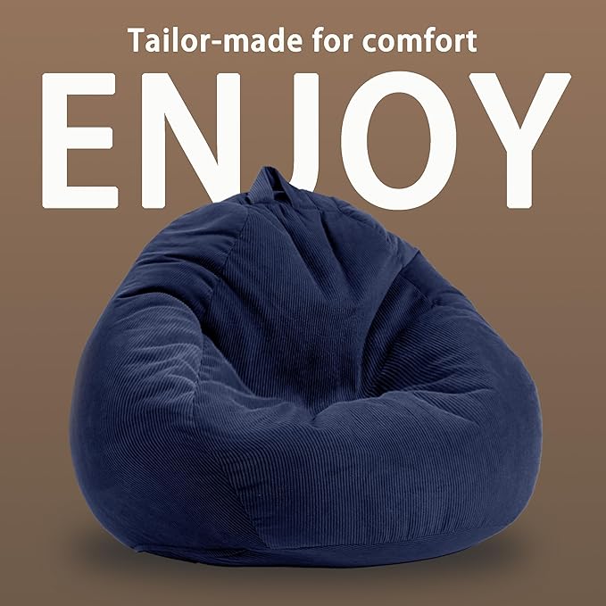 ENBAOHUI 3FT Memory Foam Bean Bag Chairs for Teens or Kids with Filling Bean Bag Sofa with Handle Super Soft Washable Corduroy Fabric Lazy Sofa 3 Foot Dusty Pink