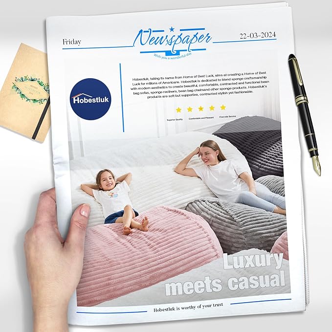 Hobestluk 3FT Bean Bag Chairs Adult Bean Bag with Portable Handle Comfy Large Bean Bag Chair with Removable Cover for Living Room Bedroom or Reading Nook (Stripe Grey, 3FT)