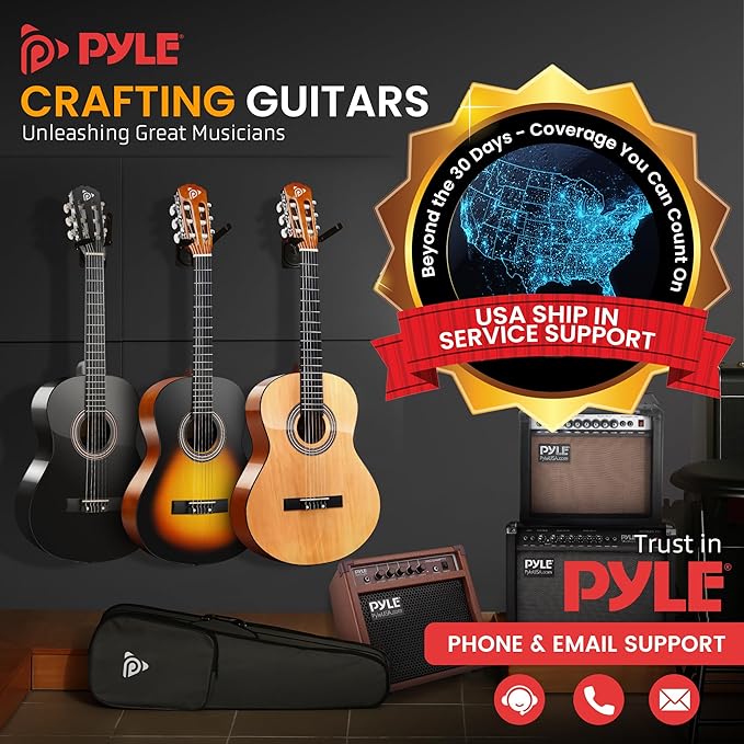 Pyle 6 String Acoustic Guitar, 10 Natural, Left Handed, 36" (PGACLS82LFT.9)