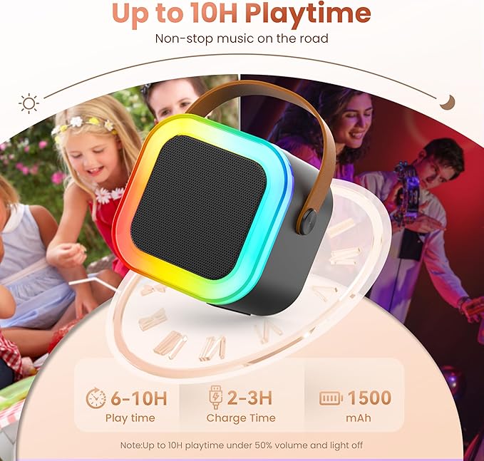 Mini Karaoke Machine for Kids Adults, Portable Bluetooth Speaker with 2 Wireless Karaoke Microphones,2025 TOP Birthday Gifts Toys for Boys 3,4, 5, 6, 7, 8+Years Old Toddler Karaoke Player