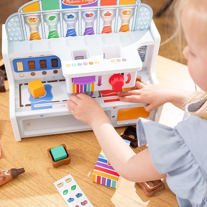 Melissa & Doug Wooden Chocolate Factory Pretend Play Set, Play Food Candy Maker for Boys and Girls - FSC-Certified