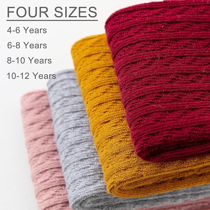 Girls Tights Seamless Toddler Stockings Tights Soft Cotton Cable Knit Baby Girl Tights Leggings 4-12 Years