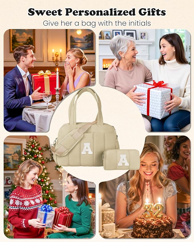 Monogram Duffle Bag, Weekender Bags for Women，Overnight Bag with Wet Pocket，Lightweight Travel Bags Personalized Gym Tote with Makeup Pouch-Girl Gifts Trendy Stuff