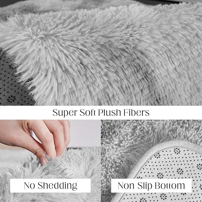 Area Rug, 4x5.8 Tie-Dyed Light Grey Rugs for Bedroom, Soft Plush Area Rugs for Living Room, Nursery, Study Room, Dressing Room, Home Decor