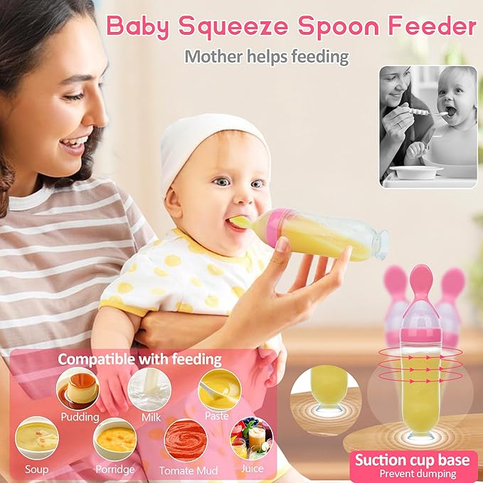WAJIAYON Baby Fruit Feeder Pacifier | Infant Food Feeder Pacifier & Baby Food Dispensing Spoon | Mesh Fresh Fruit Teethers for Babies | Infant Teething Feeders Shower Gifts for Boys and Girls(Blush)