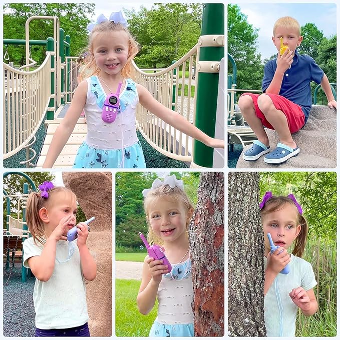 Walkie Talkies for Kids Rechargeable,Toys for Boys and Girls Ages 3-12, 2 Pack Long Range 2-Way Radios, Birthday Gifts,Christmas Stockings, Outdoor Play, Family Games, Hiking Camping Gear