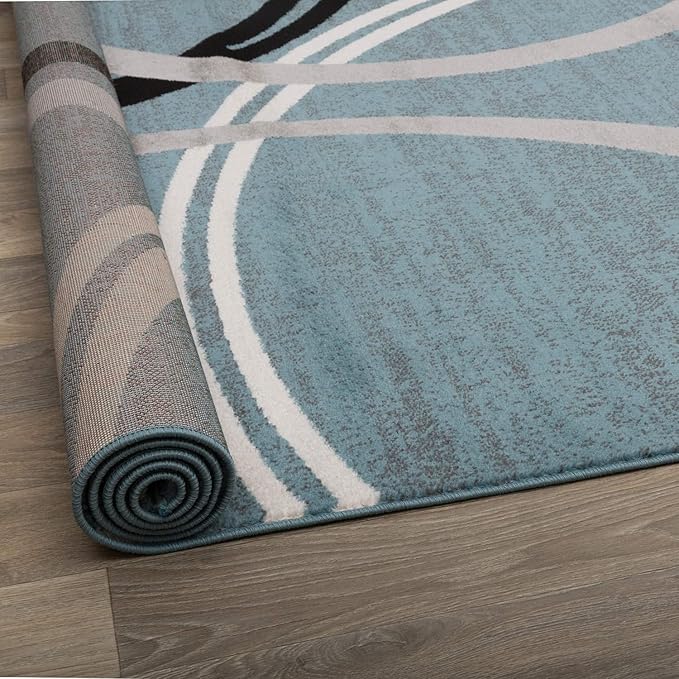 Rugshop Modern Wavy Circles Design Area Rug 2' x 3' Blue