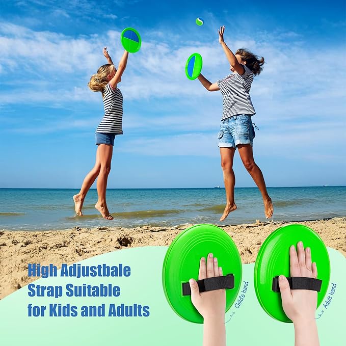 Toss and Catch Ball Set - Indoor Outdoor Toys for Kids Games - Outside Yard Pool Beach Toys for 3 4 5 6 7 8+ Years Old Boys Girls - Classic Birthday Gift - 6 Pack Green