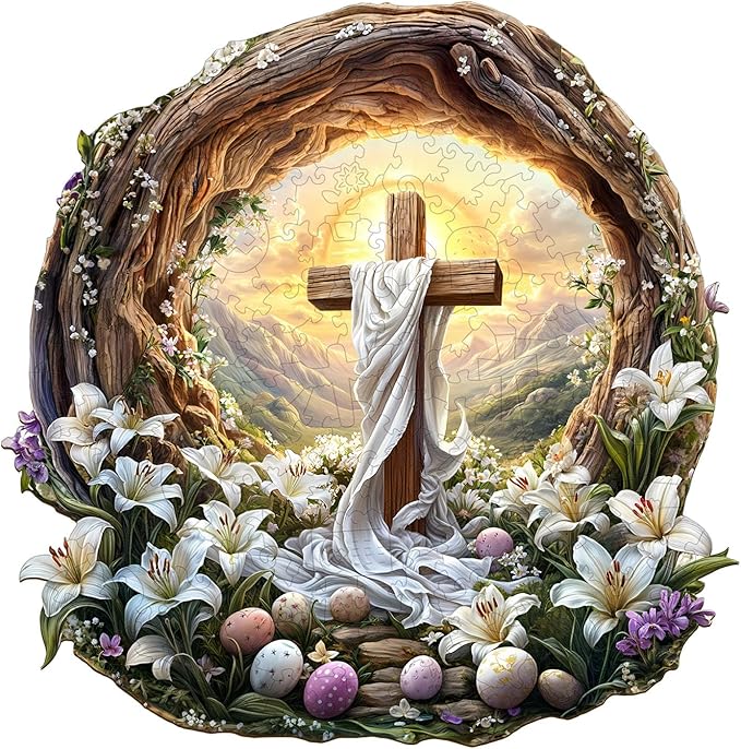 KAAYEE Wooden Puzzles for Adults, 3D Vision Effect Holy Light Cross Wooden Jigsaw Puzzle Unique Shape Wood Puzzle Adult, 3D Effect Flat Puzzle Birthday Family Game (M-11.4 * 11.3 in-200pcs)