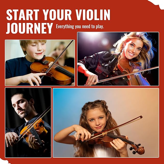 3/4 Violin for Kids, Beginners, Students, Solid Spruce Top, Maple Back Fiddle with Brazilwood Bow, Tuner, Hard Case, Shoulder Rest & More, Perfect Handcraft Gift for Young Musicians