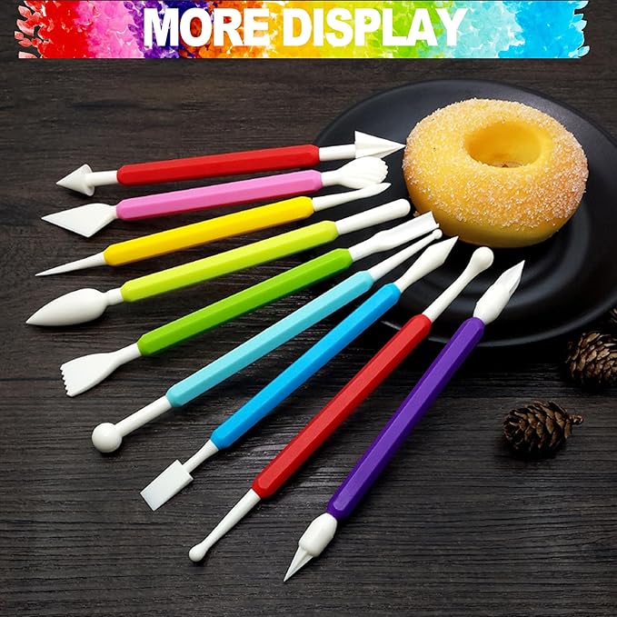 LINPHCEY 9PCS Clay Tools for Kids Air Dry Clay Tool Kit Plastic Clay Sculpting Tools Set for DIY Pottery, Modeling Sculpey Polymer Clay – Safe & Easy Grip for Beginners & Craft Lovers