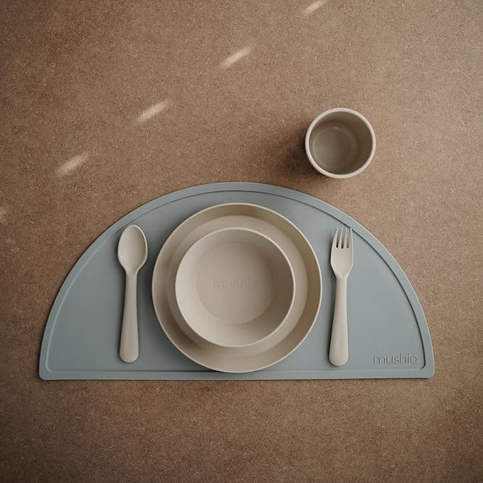 mushie Flatware Fork and Spoon Set For Kids | Made in Denmark (Vanilla)