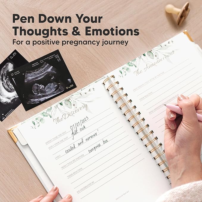 Pregnancy Journal for First Time Moms Gifts - 90 Pages Hardcover Pregnancy Memory Book, Beautiful & Cute Baby Book Keepsake, Ultrasound Baby Scrapbook, Mom To Be Gift (Alpine)