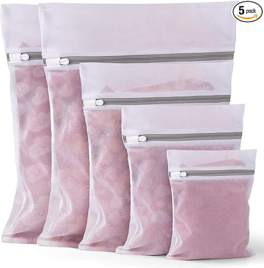 5Pcs Laundry Bags Mesh Wash Bags, Delicate Laundry Bags for Clothes, Hosiery, Underwear, Bed linen - 5 Size