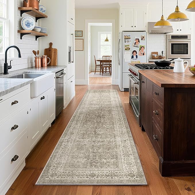 Washable Runners for Hallways Kitchen Rug: 2'x10' Runner Rugs Stain Resistant Non Slip Low Pile Soft Carpet Runners for Hallways Bedroom Entryway Indoor Beside Bathroom Laundry Room